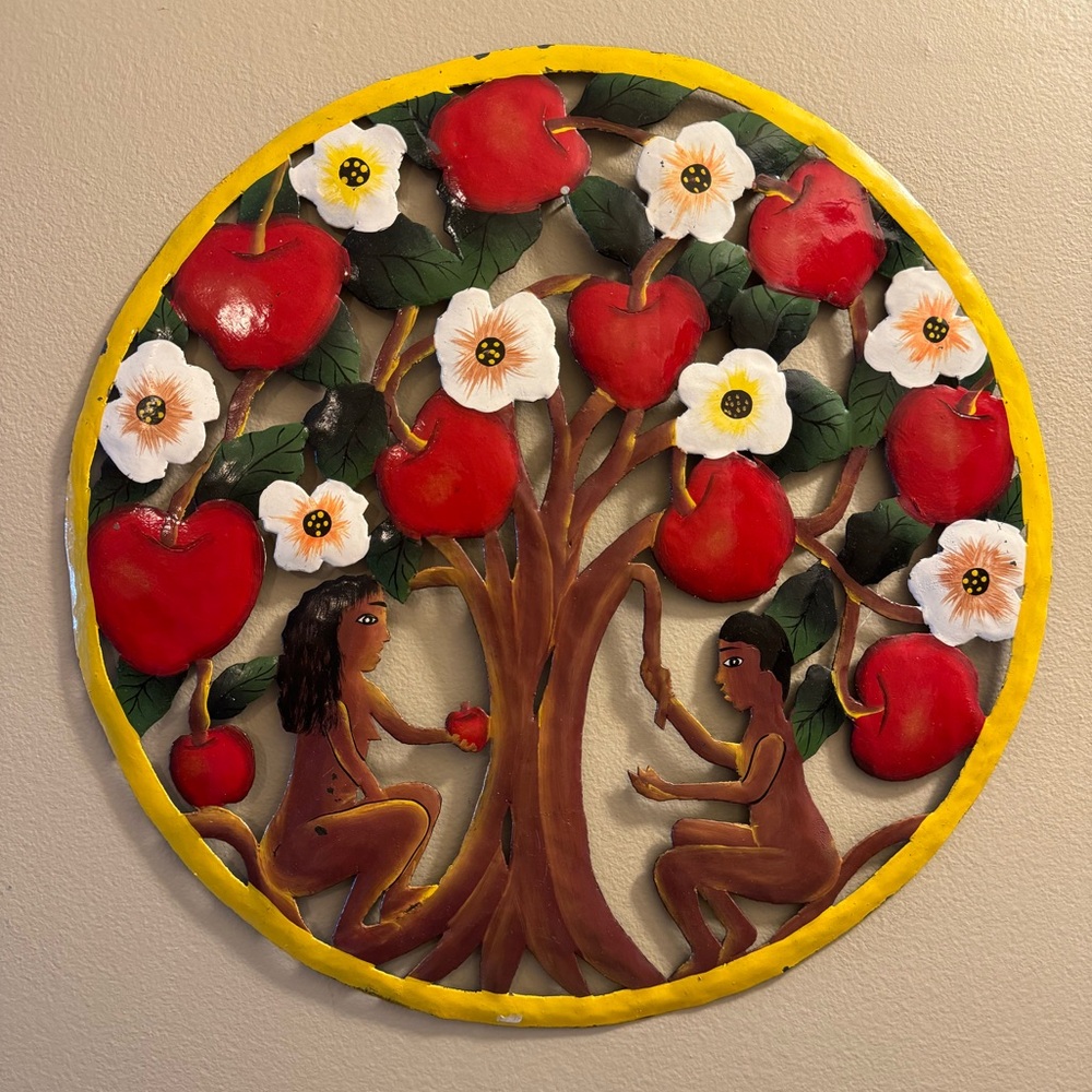 Handmade Hand Crafted Adam Eve Bible Hanging Wall Sign Hand Painted Home Decor